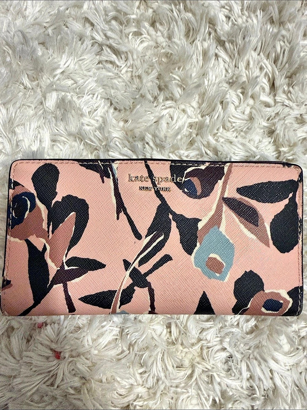 kate spade new york Printed Bifold Wallet in Pink & Black